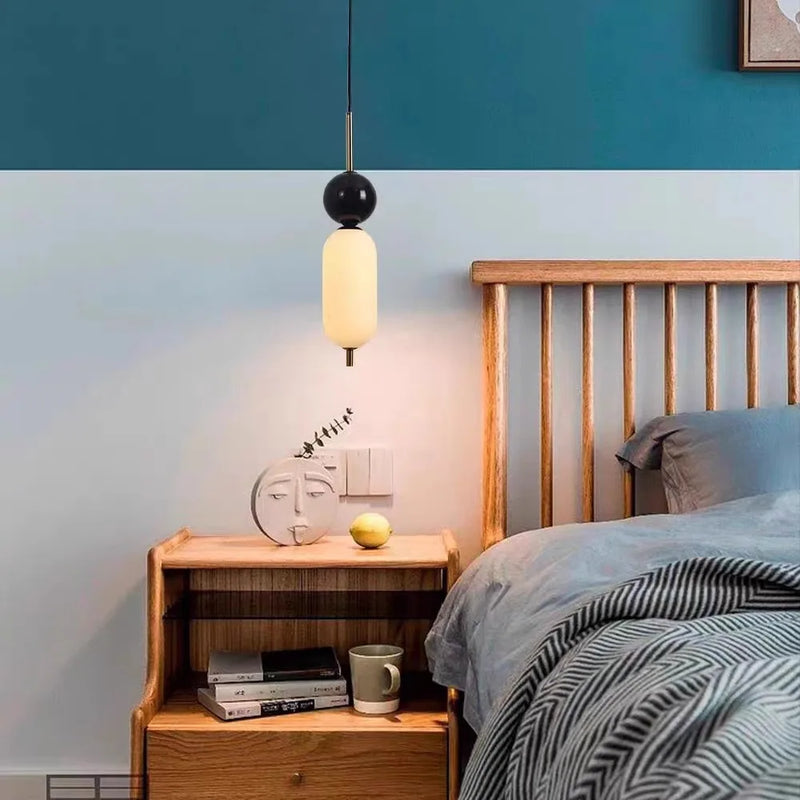 lustre led en boule de marbre naturel en acrylique avec fil réglable