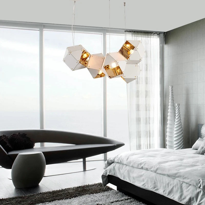 suspension led cube art déco style assorti saison