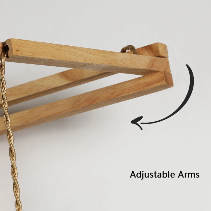 applique murale suspendue en bois nordique avec bras oscillant led