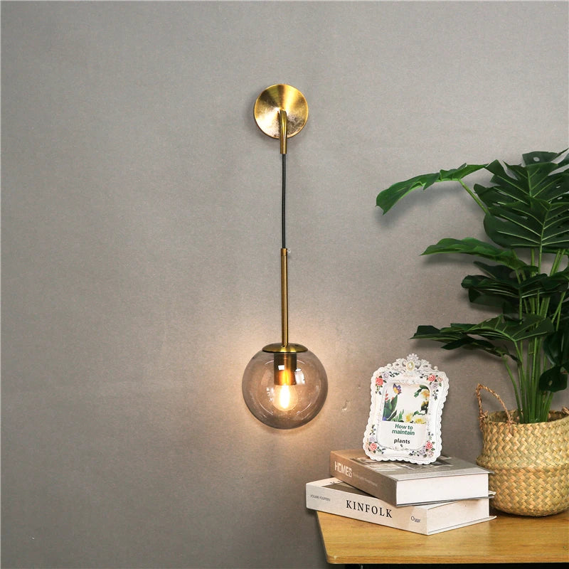 applique murale led vintage post-moderne boule de verre nordique