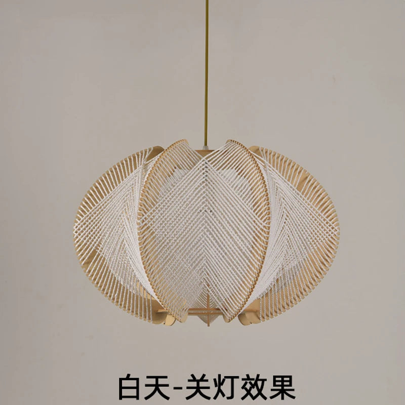 ZK50 Restaurant lustre bois Art chanvre corde lampe chambre créative Bar concepteur modélisation journal rétro unique tête lustre E27