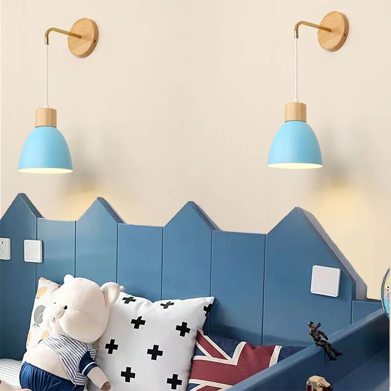 Applique murale nordique en bois avec interrupteur
