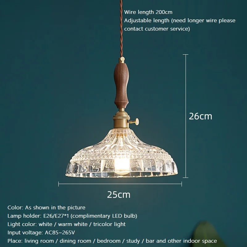 suspension luminaire moderne en bois verre et laiton