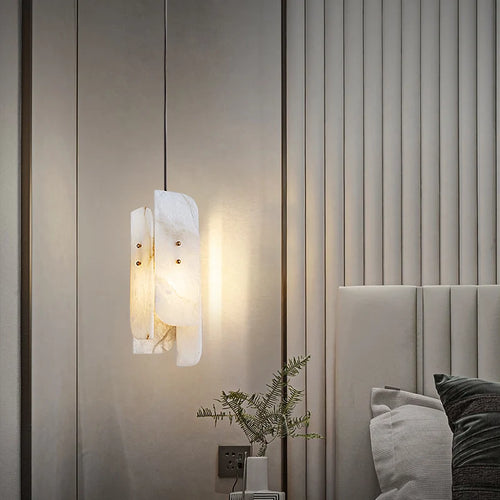 lampe suspendue en marbre avec fil de cuivre réglable 	 style