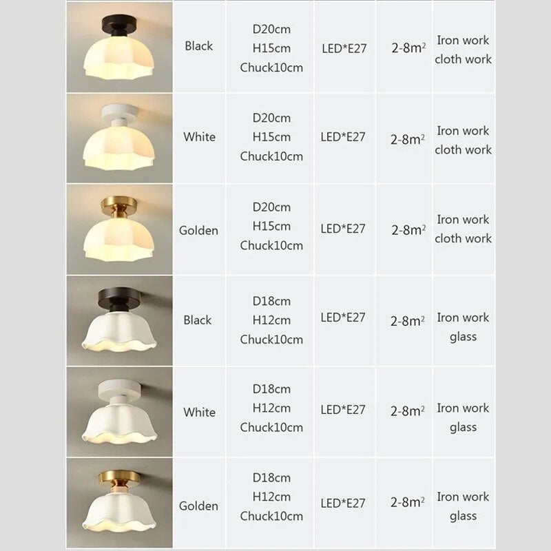 Plafonnier LED en céramique et verre crème
