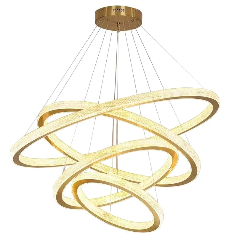 lustre en cristal moderne avec anneau à led pour décoration intérieure