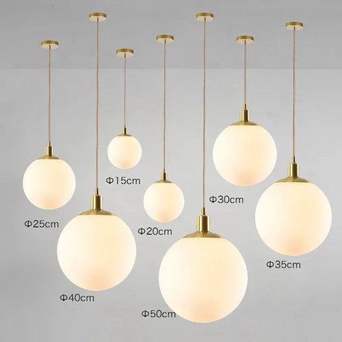 Lampe Suspension Globe Verre Blanc