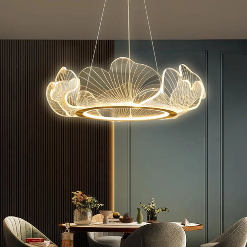 lustre led postmoderne de luxe réglable lotus feuille minimaliste