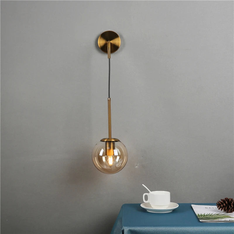 applique murale led vintage post-moderne boule de verre nordique