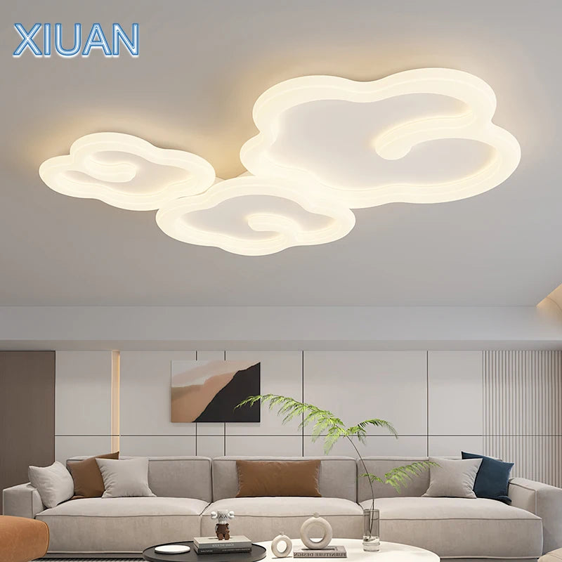 lustre scandinave nuage blanc avec télécommande optionnelle led