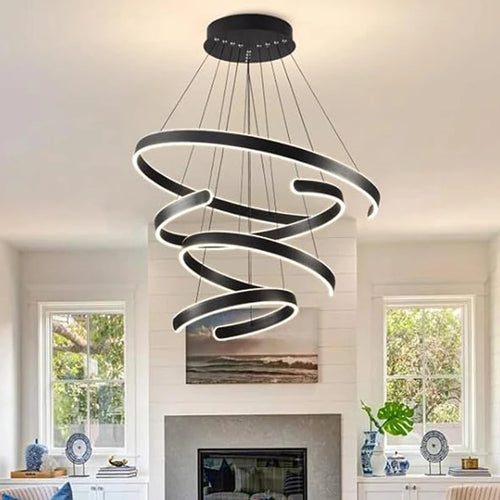 Lustre design minimaliste anneaux LED ouverts
