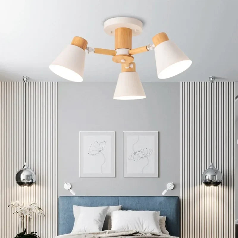 Plafonnier de Lustre LED en bois massif nordique pour/salon/chambre/Lhôtel Restaurant décoration de la maison lampes d'éclairage modernes