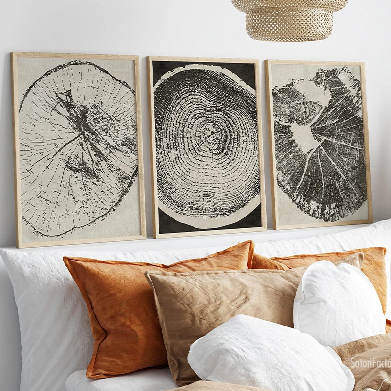 art abstrait sur anneaux d'arbres pour décoration intérieure