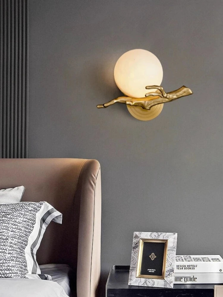 applique murale en marbre et cuivre lumière décorative à led