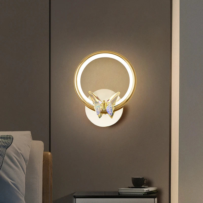 applique murale led papillon en cristal montage en surface