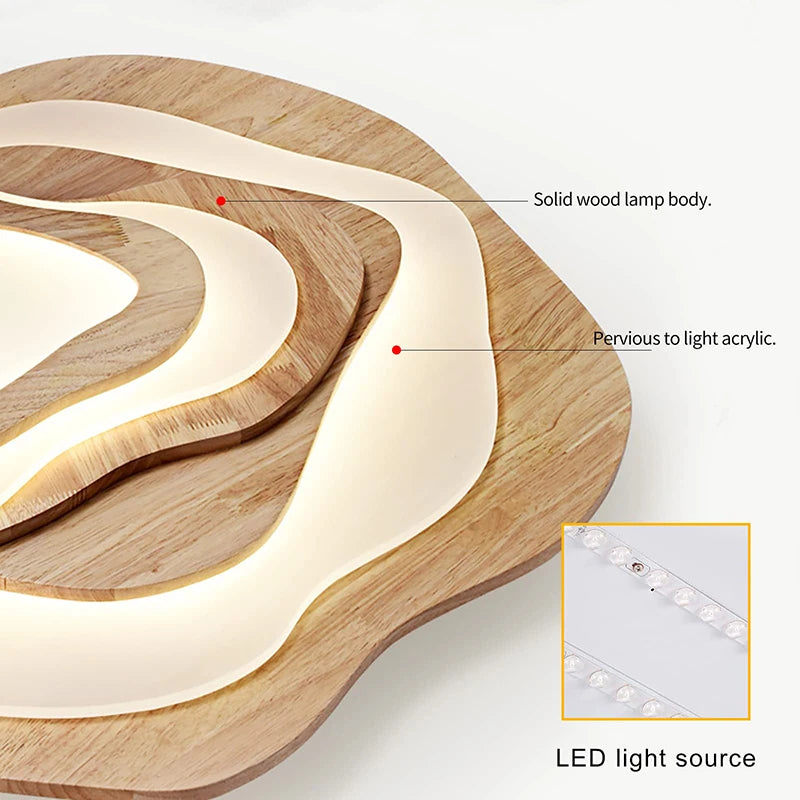 lustre led moderne en bois pour chalet loft intelligent
