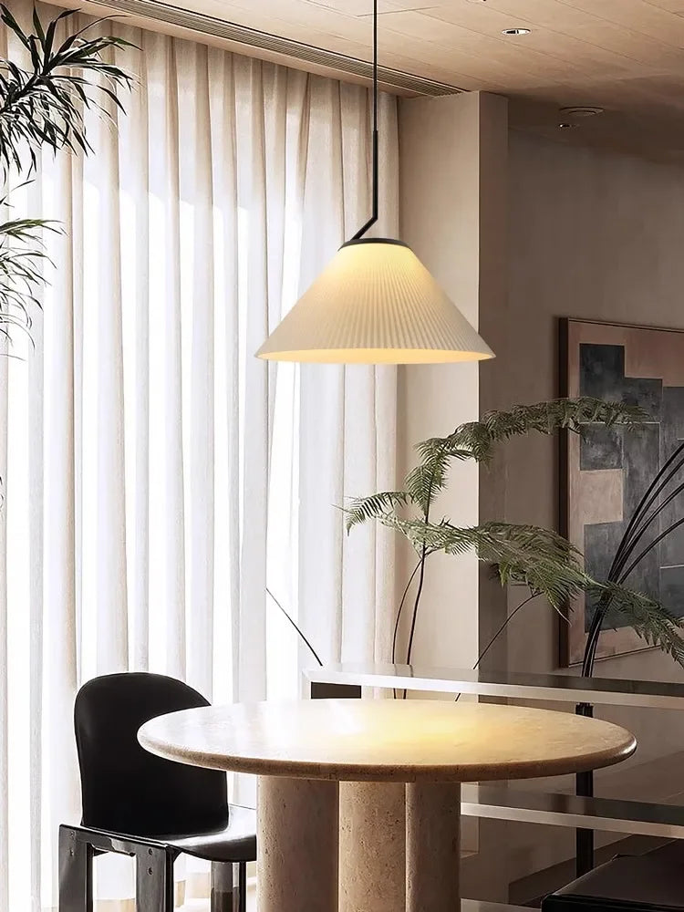 Nordique Plissé Crème PENDENTIF LED Lumière Pour Salon Cuisine Restaurant Lustre Loft Suspension Lustre Décoration de La Maison