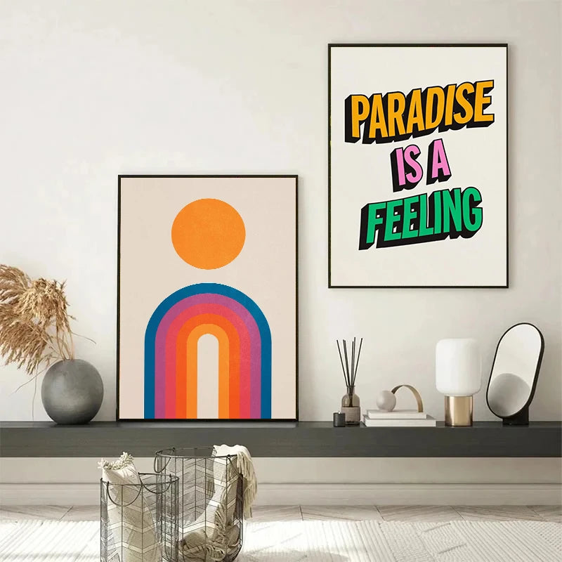 affiches rétro de fleurs colorées et chien drôle pour décoration murale