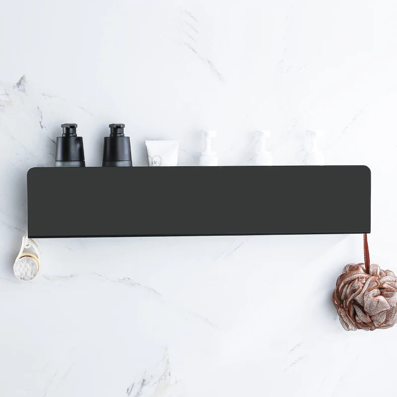 etagère de rangement murale avec crochets en aluminium pour douche et cuisine