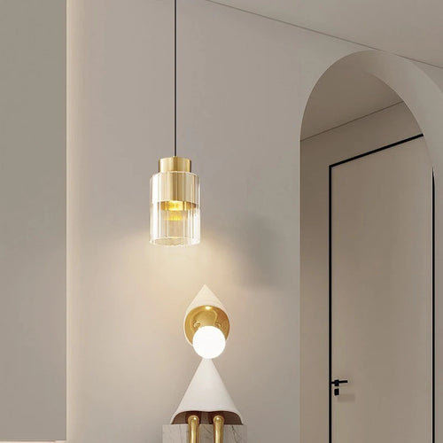 suspension nordique en verre transparent et laiton fil réglable