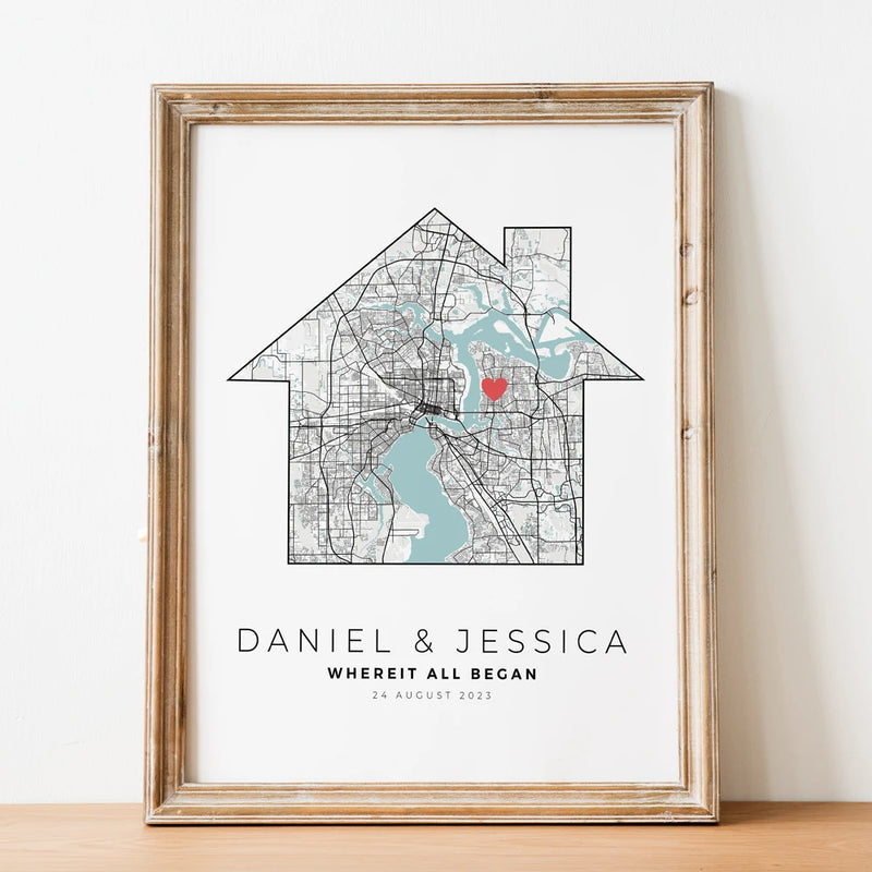 carte de ville personnalisée cadeau romantique pour lui