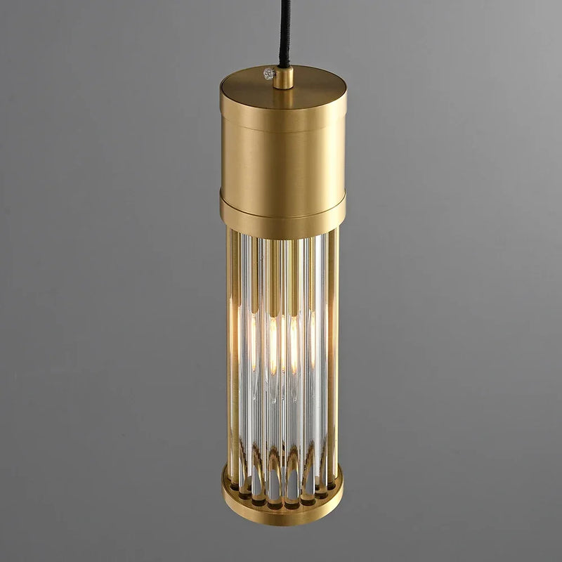 suspension à led en cuivre avec abat-jour en verre réglable