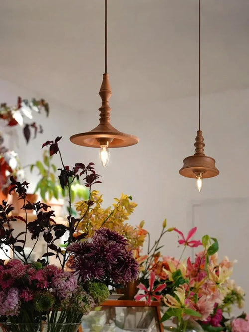 Suspension bois art restaurant rétro chevet