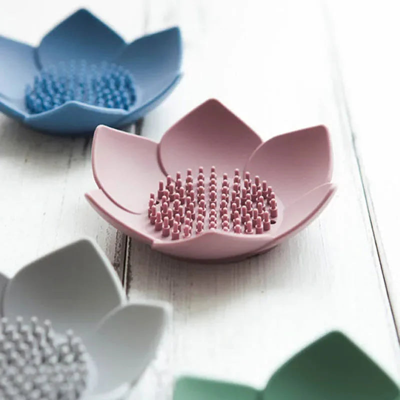 boîte à savon lotus antidérapante en silicone portable