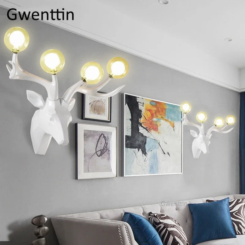 applique murale moderne en résine bois de cerf à led