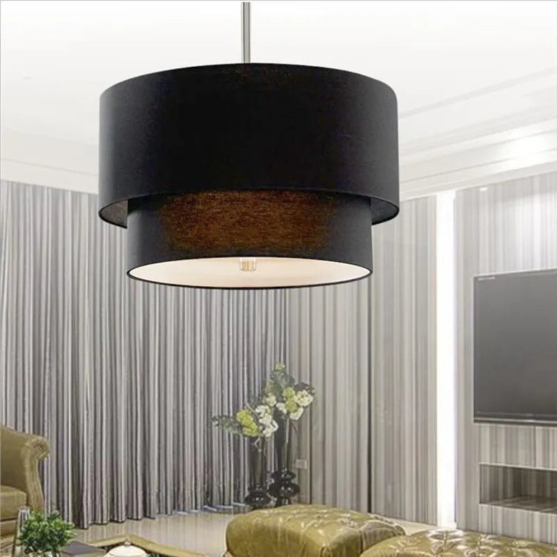 Suspension abat-jour en tissu style lin pastoral moderne