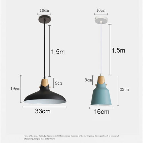 lampe suspendue moderne en bois avec abat-jour en aluminium décoratif