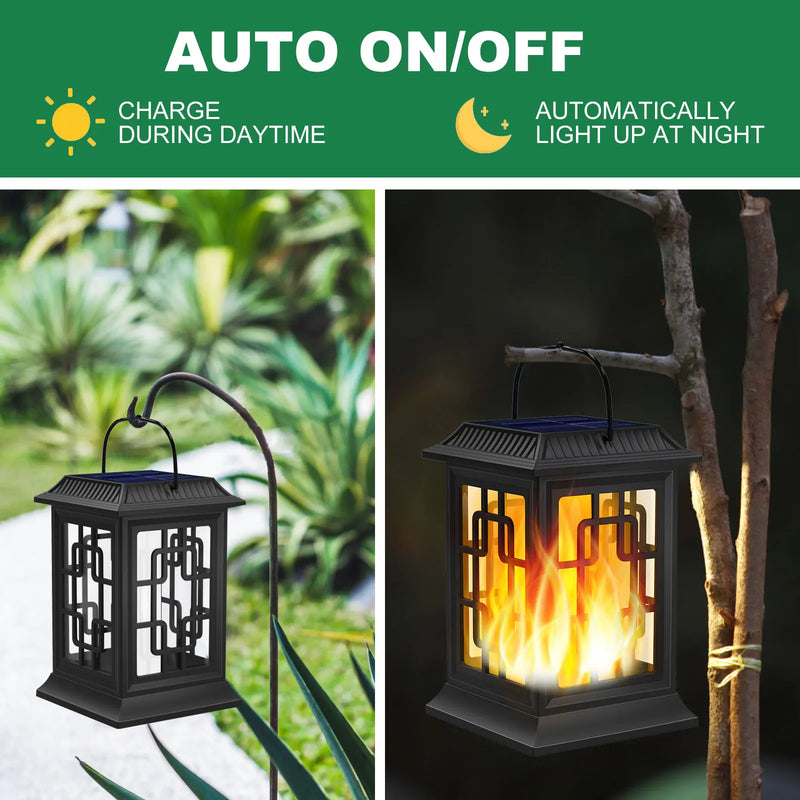 lot de 2 lanternes solaires décoratives à flamme vacillante