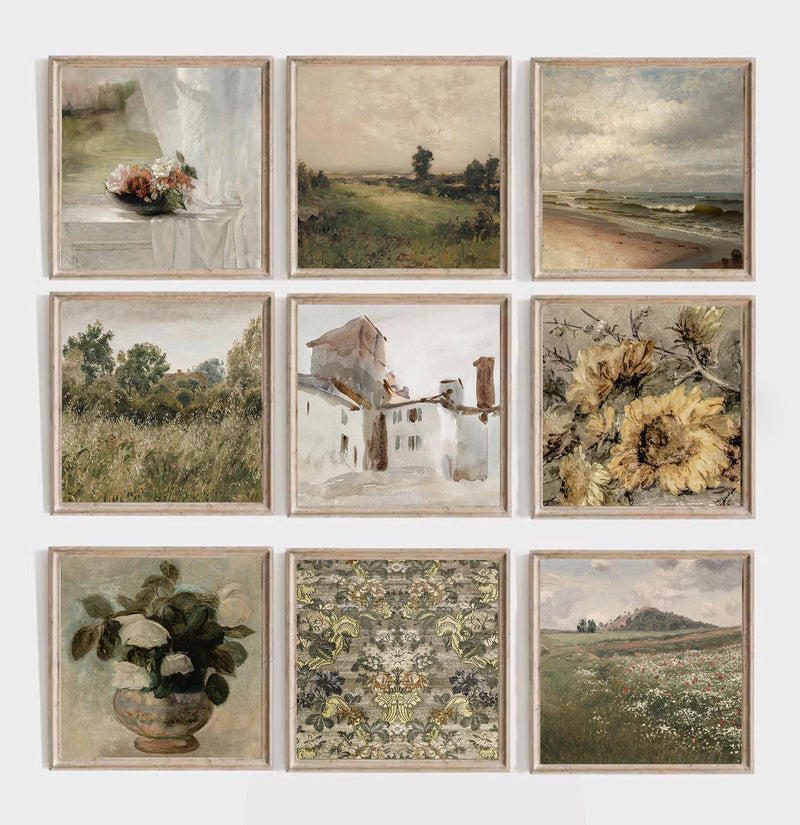 affiche vintage nature morte prairie tournesols et fleurs sauvages