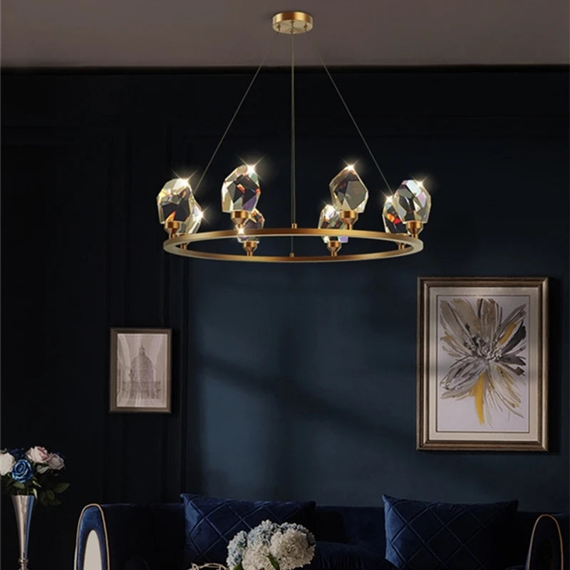 lustre nordique led en cristal pour décoration intérieure