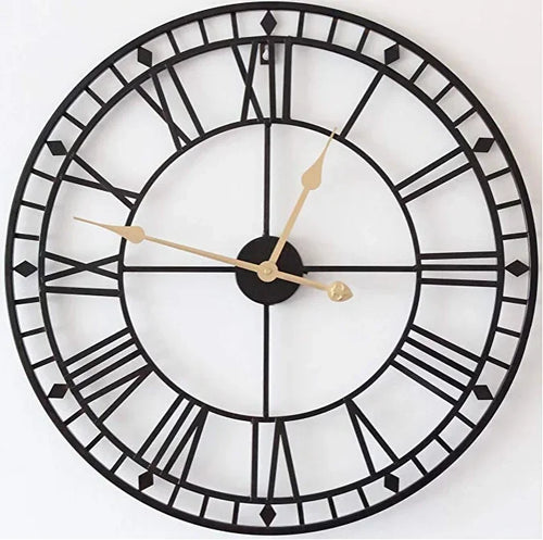 horloge murale vintage industrielle en métal décorative pour intérieur