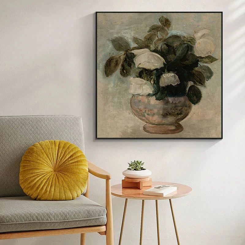 affiche vintage nature morte avec fleurs et tournesols