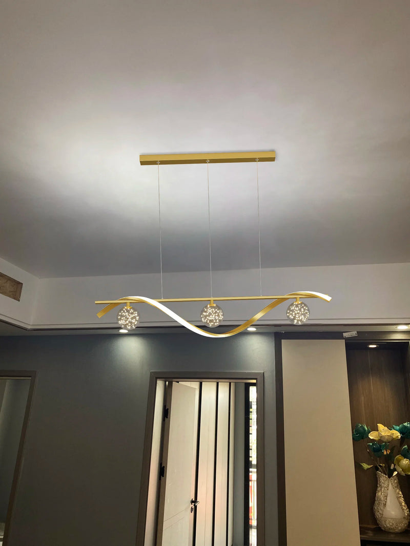 Modern Nordic Style LED Luxury Long Strip Table Lamp Creative New Dining Room Bar Simple Modern Chandelier