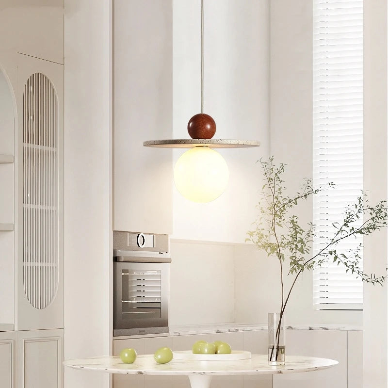 High Quality Cave Stone Hanging Light Glass Ball Ceiling Pendant Lamp Suspension Chandelier for Kitchen Island Bedroom