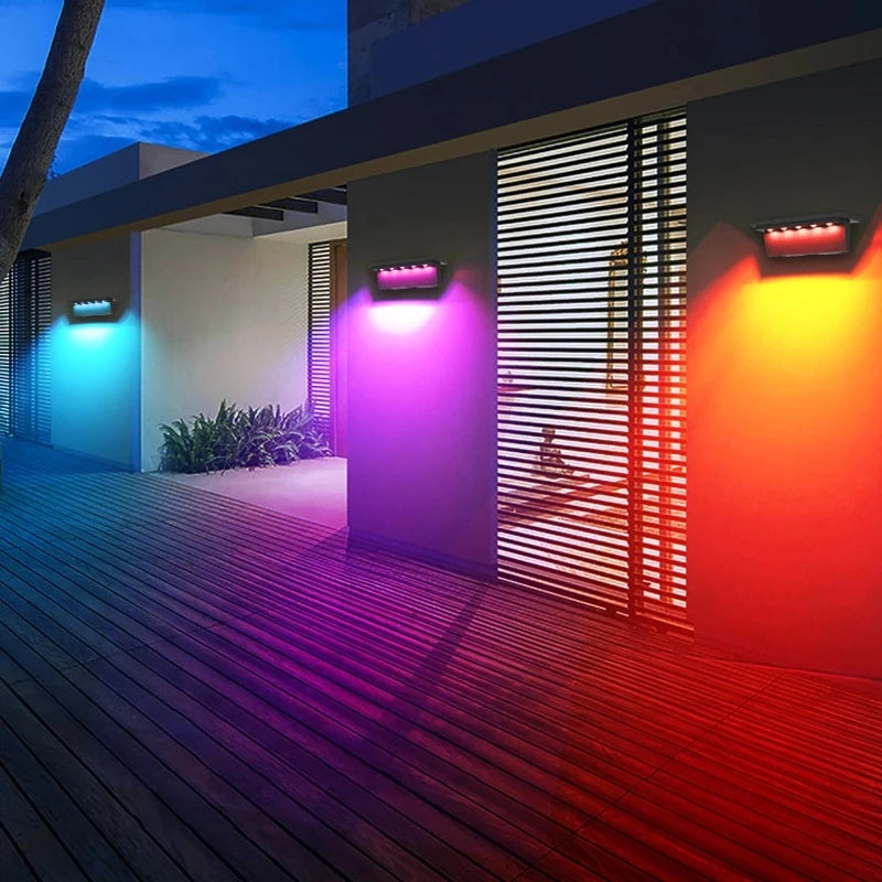 lot de 2 appliques solaires extérieures 5 led étanches intelligentes