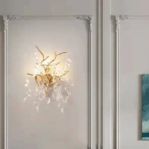 applique murale led moderne en cristal et aluminium doré art déco