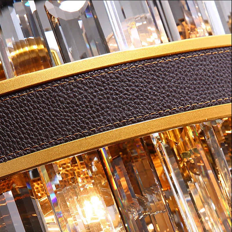 lustre design luxe vintage led cuir cristal élégant