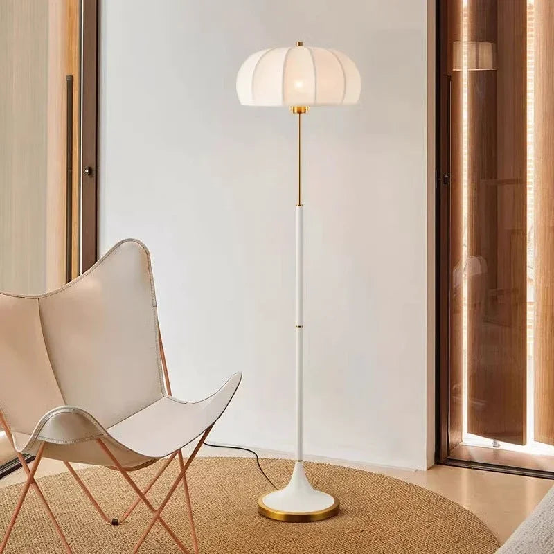 lustre design nordique lampadaire rétro en tissu avec lumière led