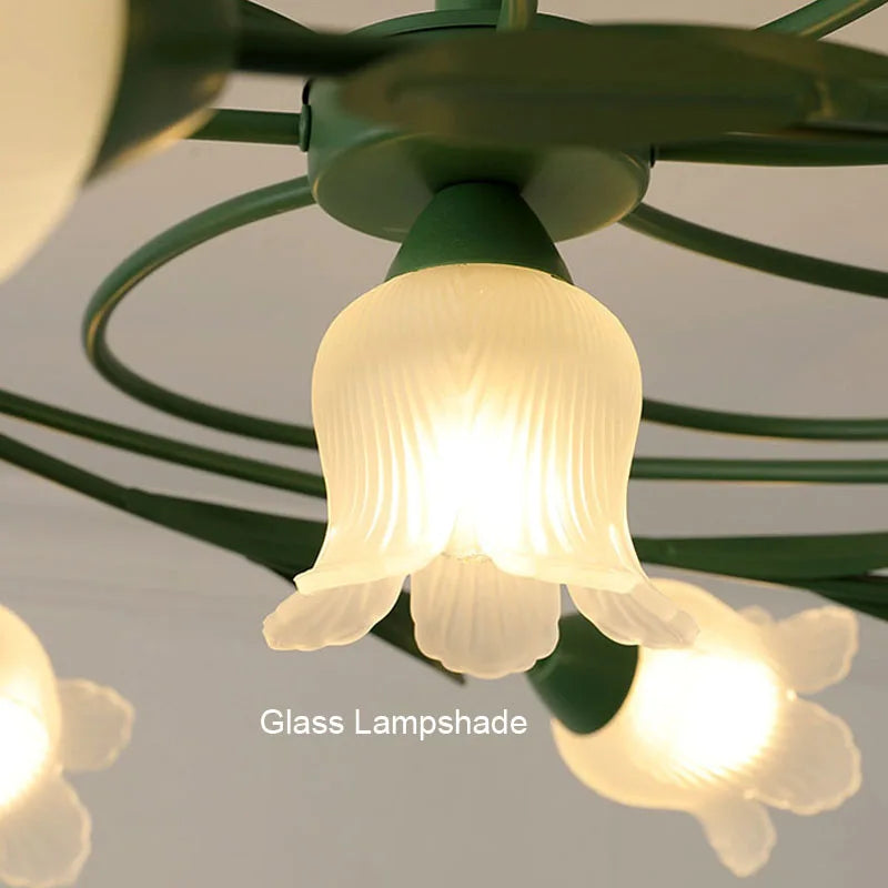 plafonnier vintage français en verre avec led et suspension en fer