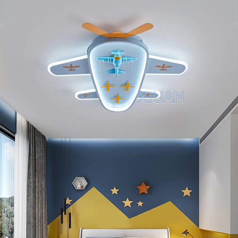 lustre avion dessin animé pour chambre d'enfant protection des yeux