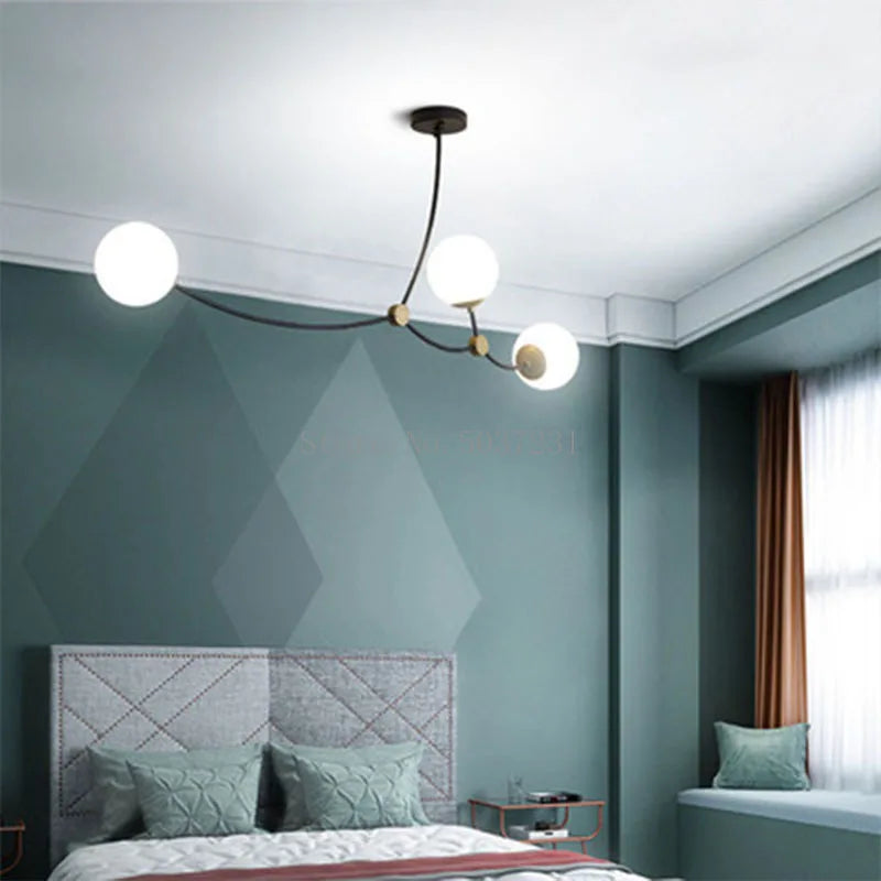 lustre moléculaire nordique suspension lumière magique haricot led
