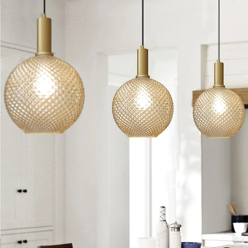 Pineapple Glass Pendant Light LED Retro Hanging Lamps For Hall Facility Study Balcony Bar Restaurant Indoor Decoration Fixtures