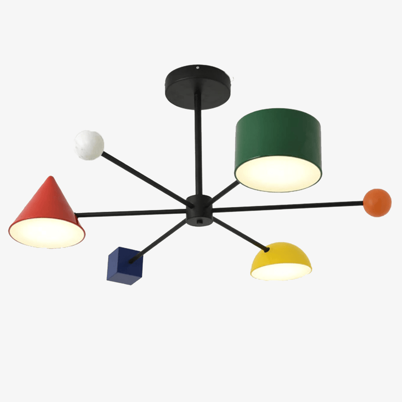 Plafonnier enfant LED avec différentes formes géométriques colorées