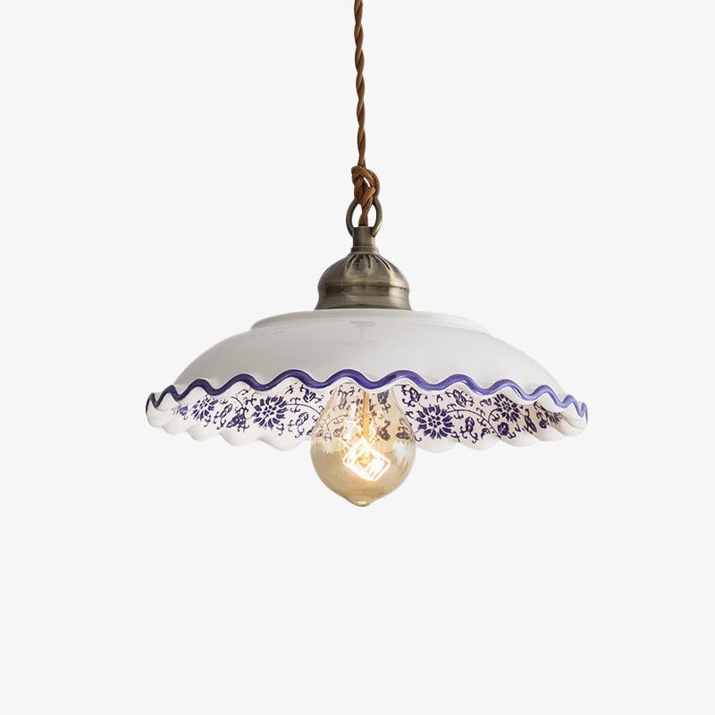 Suspension moderne LED abat-jour en céramique blanc Riya