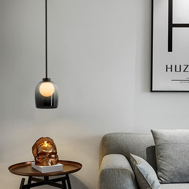 Suspension design avec abat-jour en verre Jowie