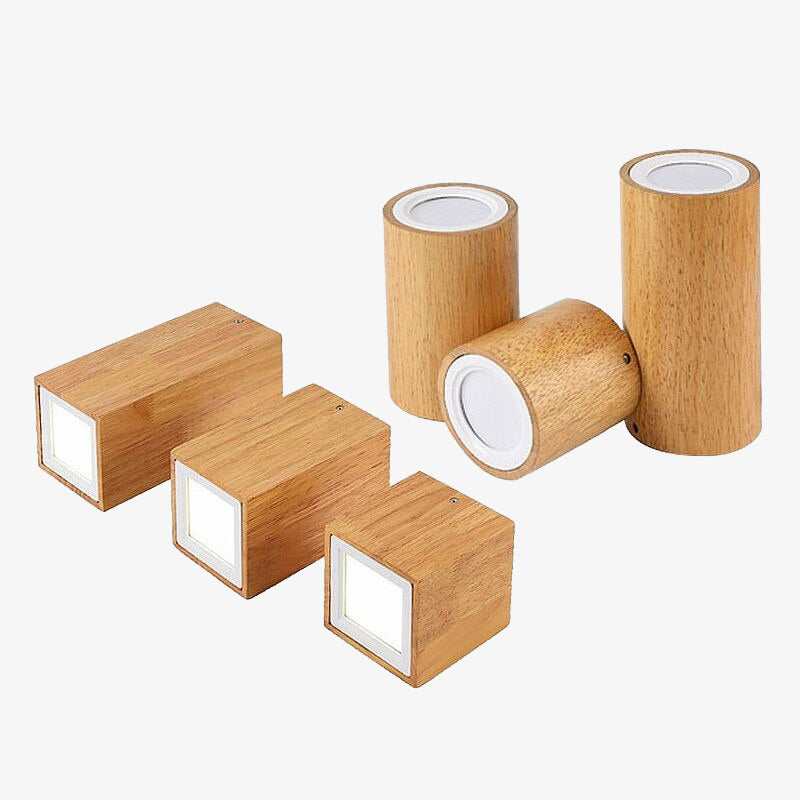 Spot scandinave LED circulaire en bois Rogely